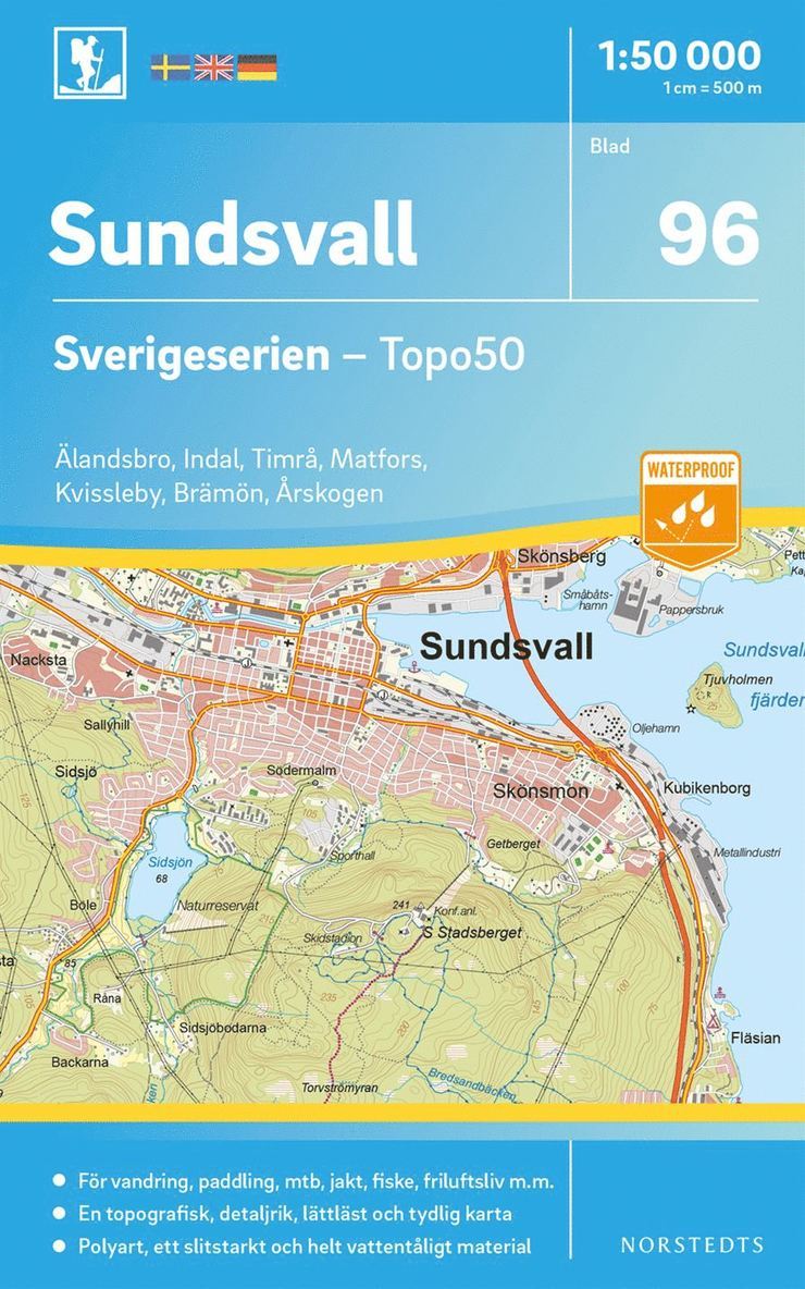 96 Sundsvall Sverigeserien Topo50 : Skala 1:50 000 1