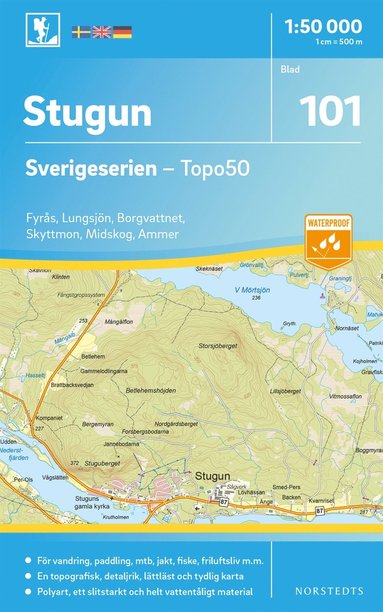 bokomslag 101 Stugun Sverigeserien Topo50 : Skala 1:50 000