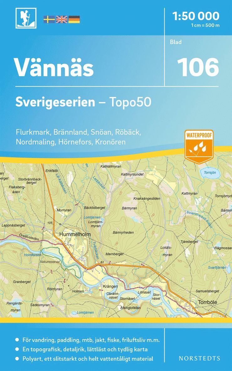 106 Vännäs Sverigeserien Topo50 : Skala 1:50 000 1