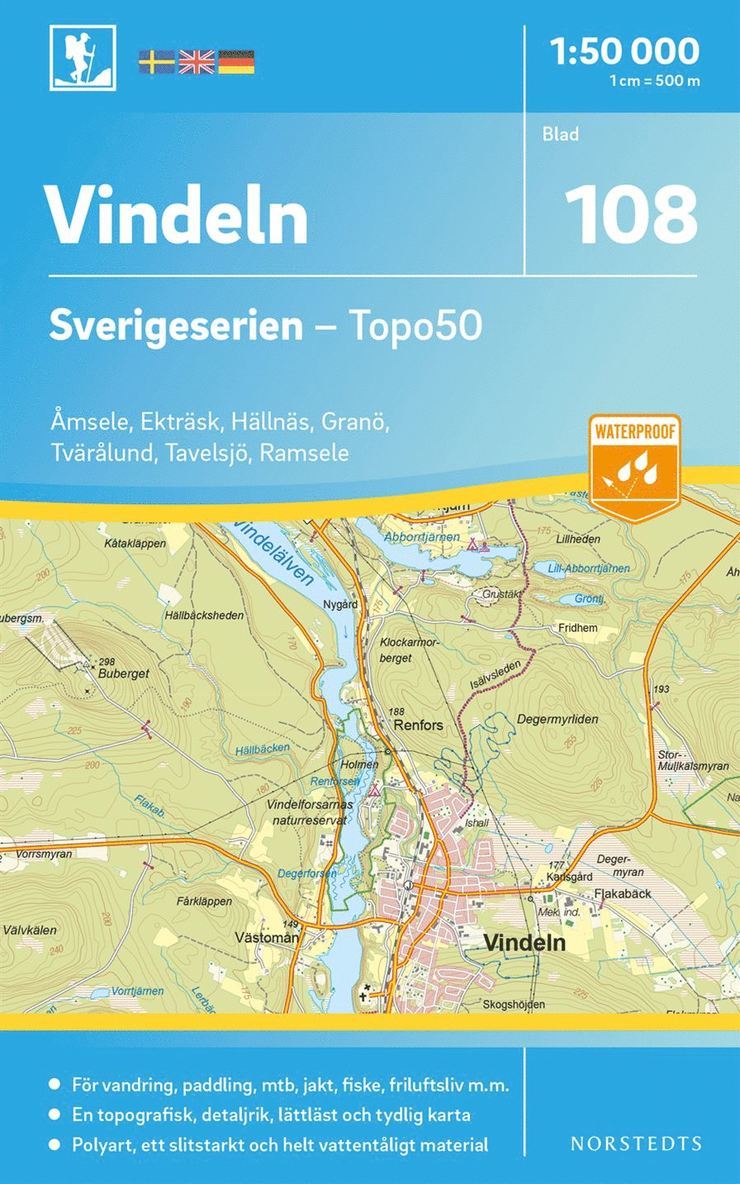 108 Vindeln Sverigeserien Topo50 : Skala 1:50 000 1