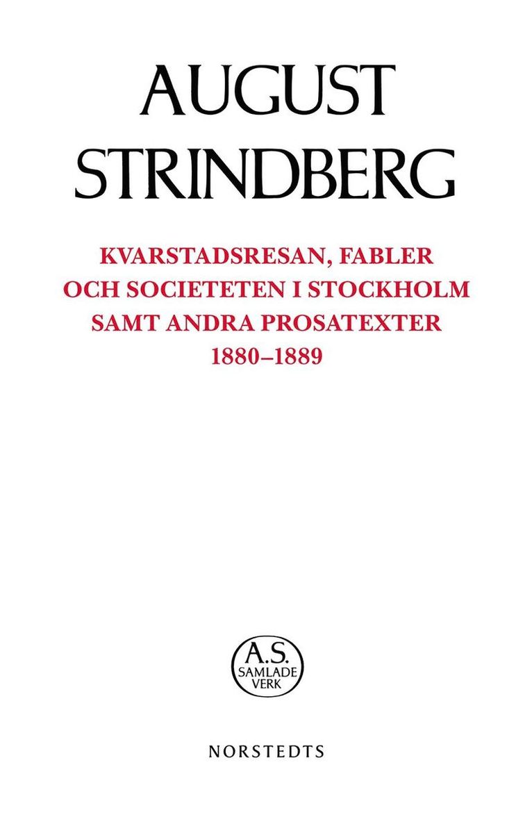 Kvarstadsresan, Fabler och Societeten i Stockholm samt andra prosatexter 1880-1889 1