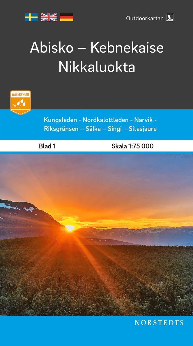 Outdoorkartan Abisko Kebnekaise Nikkaluokta : Blad 1 Skala 1:75 000 1