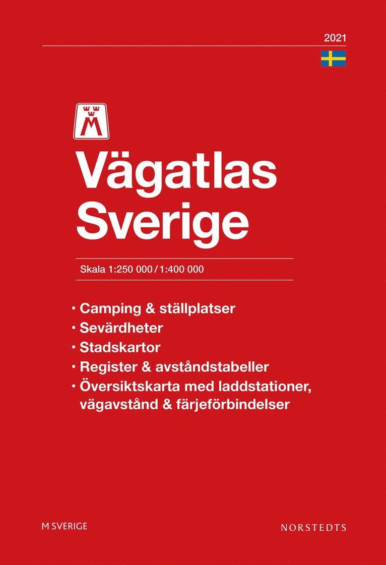M Vägatlas Sverige 2021 : Skala 1:250.000-1:400.000, Häftad