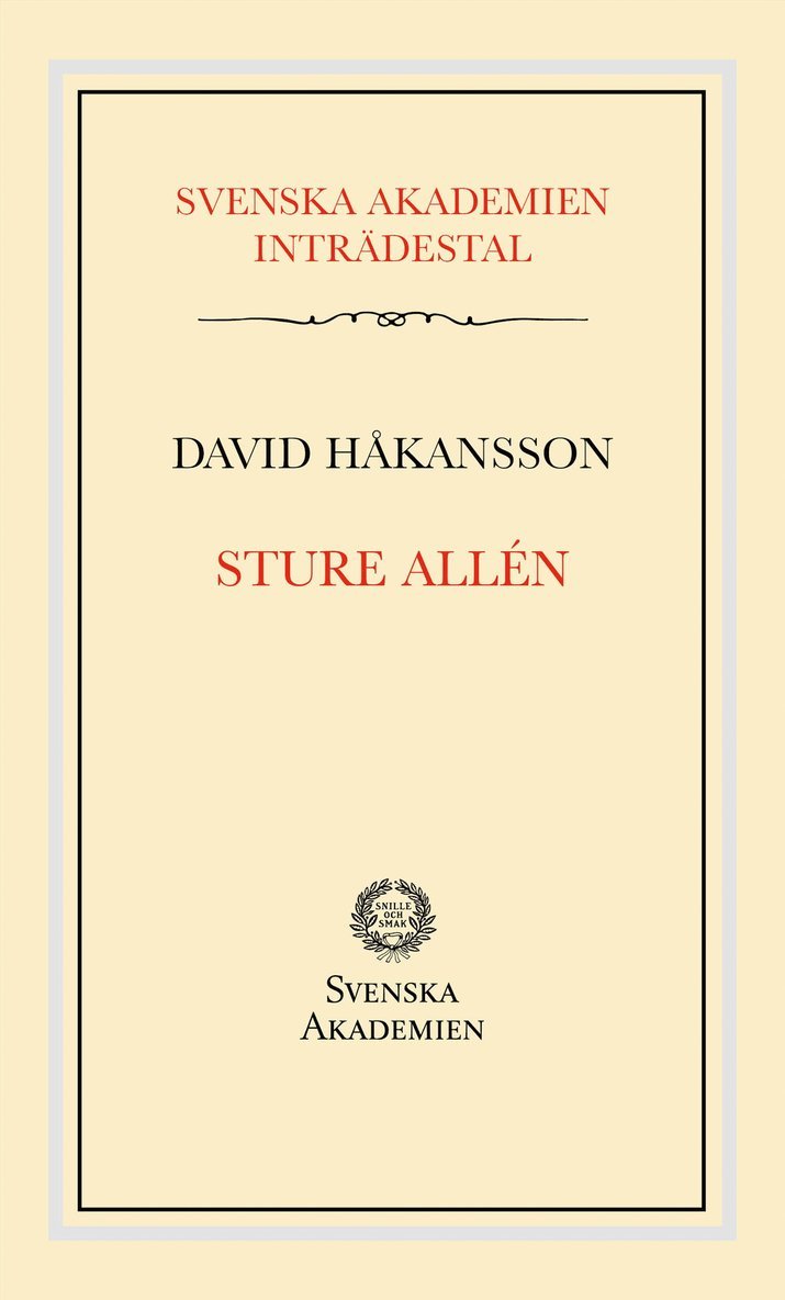 David Håkansson - Svenska Akademiens inträdestal: Sture Allén, Häftad