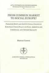bokomslag From common market to social Europe? paradigm shift and institutional change in European Union policy on food, asbestos and chemicals, and gender equality