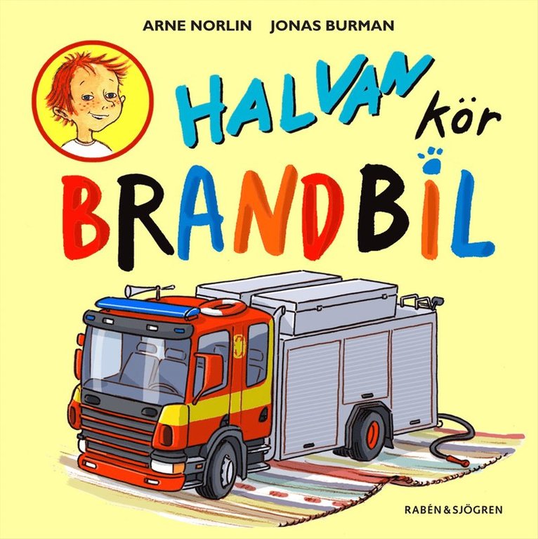 Halvan kör brandbil