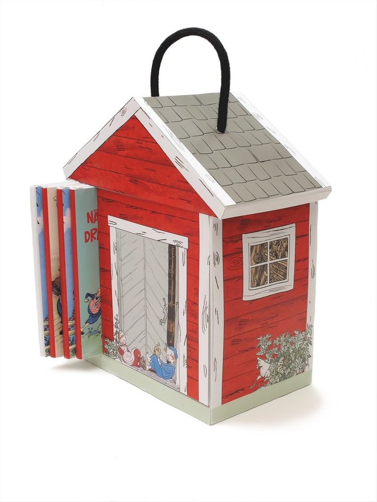 Astrid Lindgren - Emils snickerbo. Emil-hus med fyra böcker, Kartonnage