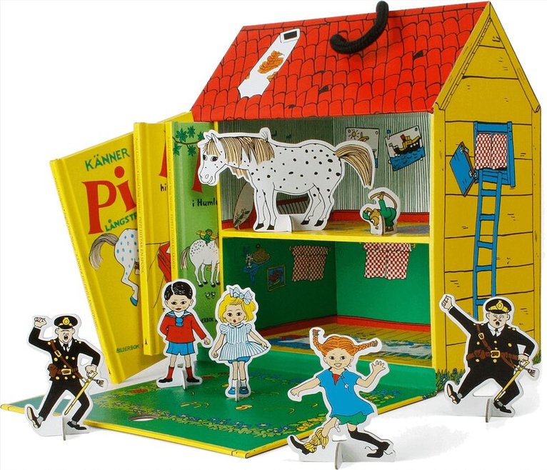 Astrid Lindgren - Villa Villekulla : Hus med tre böcker och figurer, Inbunden