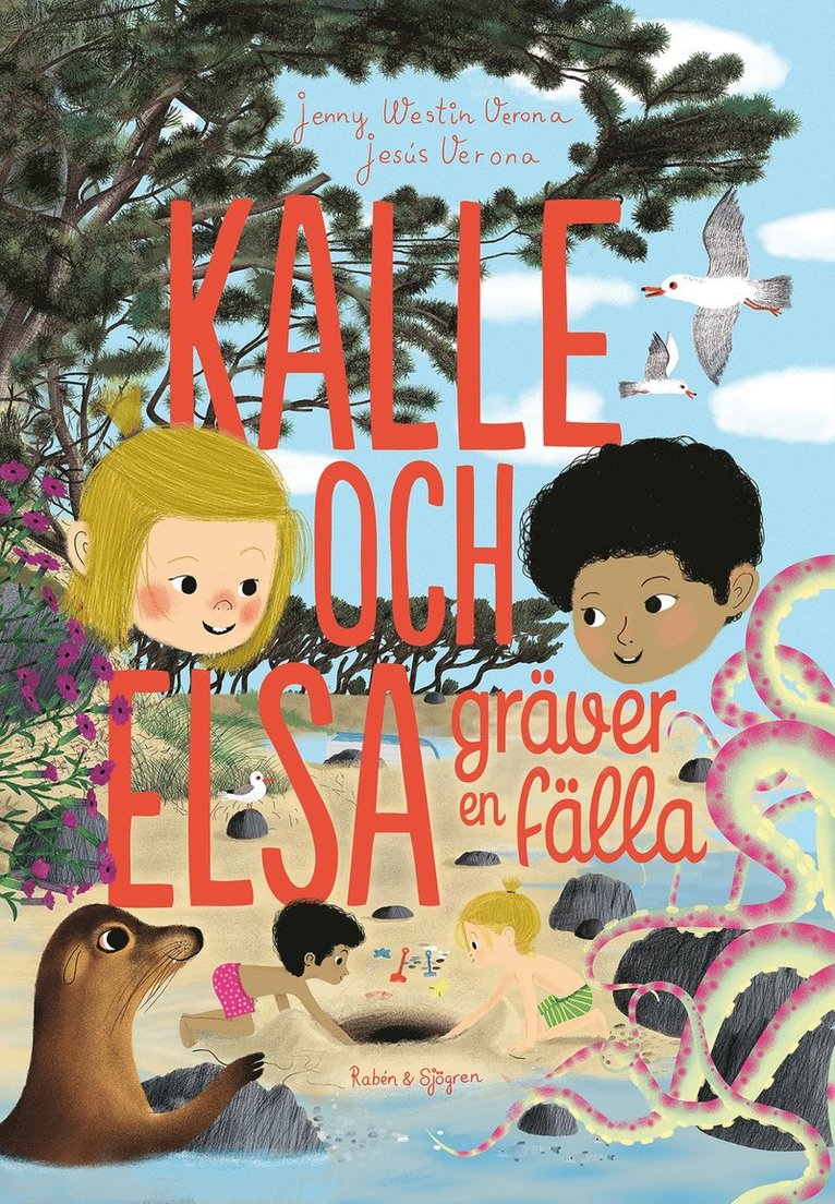 Kalle och Elsa gräver en fälla