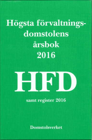 bokomslag Högsta förvaltningsdomstolens årsbok 2016 (HFD)