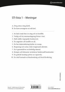 Dysartri - STI-lista 1-50 - Ord- och meningslistor för testning av patientens förståelighet 1
