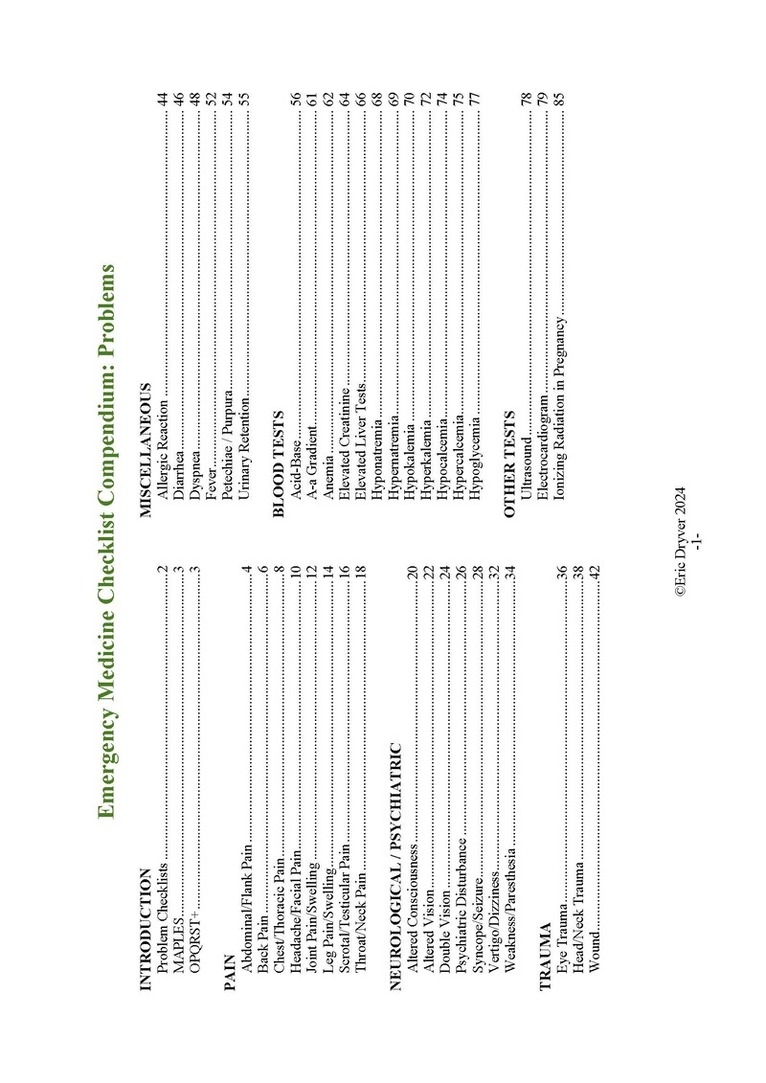 Emergency Medicine Checklist Compendium 1