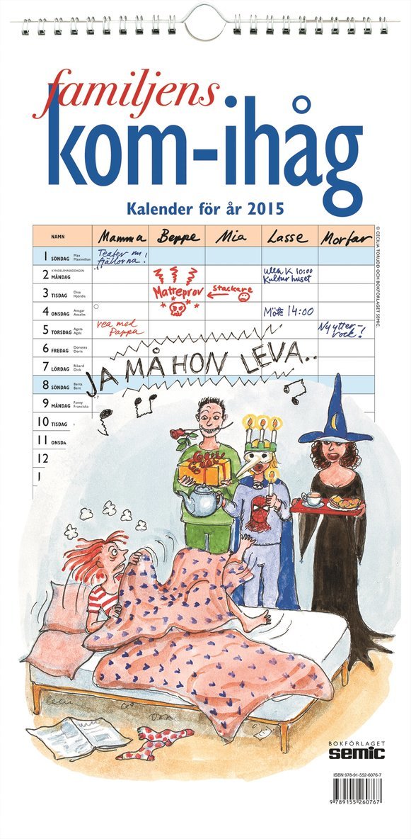 Familjens kom-ihåg-kalender 2015