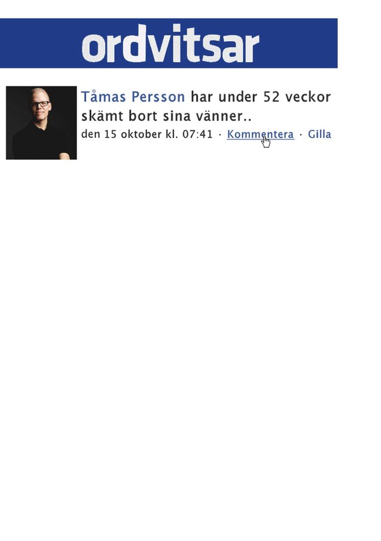 Tåmas Persson - Ordvitsar, Häftad