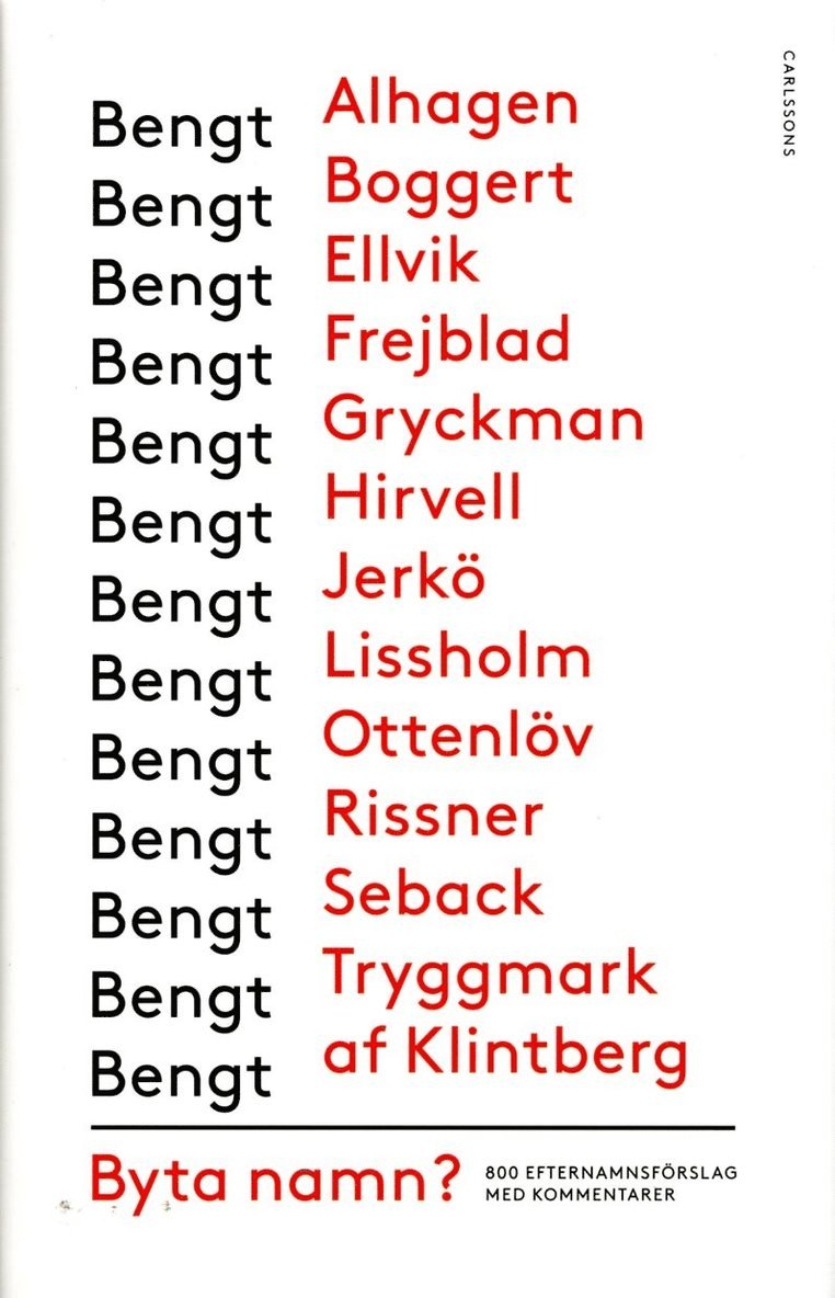 Bengt af Klintberg - Byta namn?, Inbunden