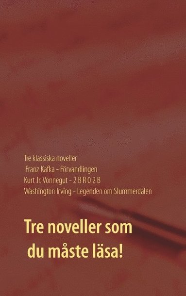 bokomslag Förvandlingen ; 2 B R 0 2 B ; Legenden om Slummerdalen : tre klassiska noveller
