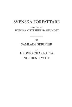 Hedvig Charlotta Nordenflycht - Samlade skrifter 1, Häftad