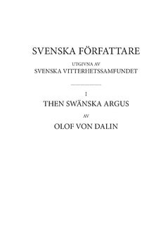 bokomslag Then Swänska Argus. Tredje delen, Inledning och kommentar samt ordlista