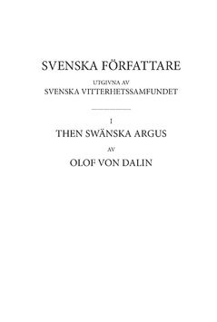 Then Swänska Argus : inledning och kommentar samt ordlista. D3 1