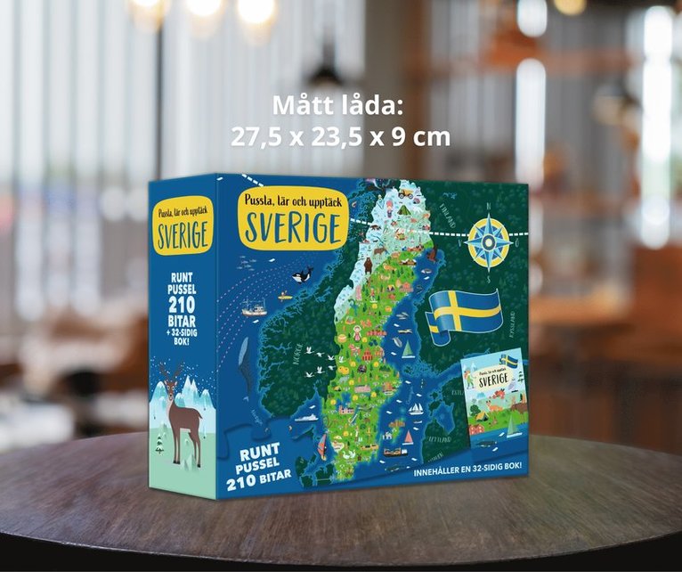 Pussel 210 bitar & bok - Lär och upptäck Sverige, Övrigt