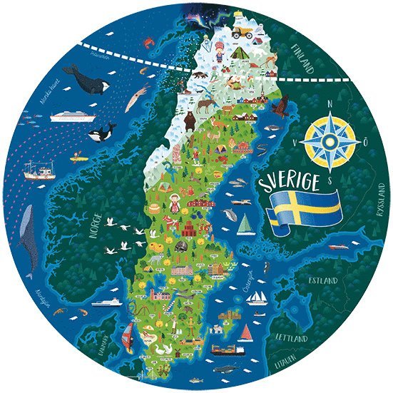 Pussel 210 bitar & bok - Lär och upptäck Sverige, Övrigt