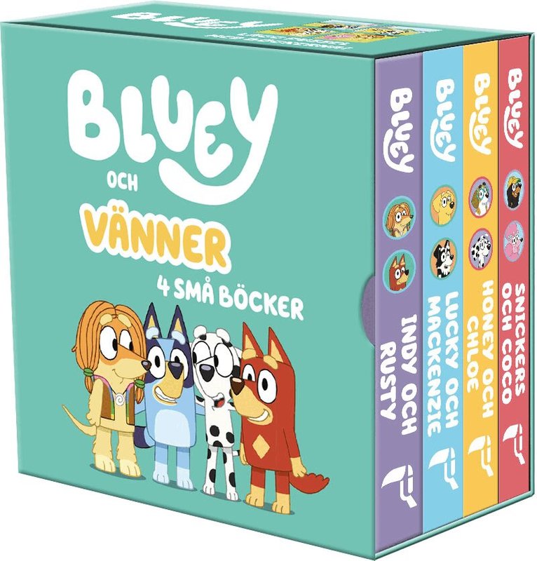 Bluey och vänner. 4 små böcker, Kartonnage