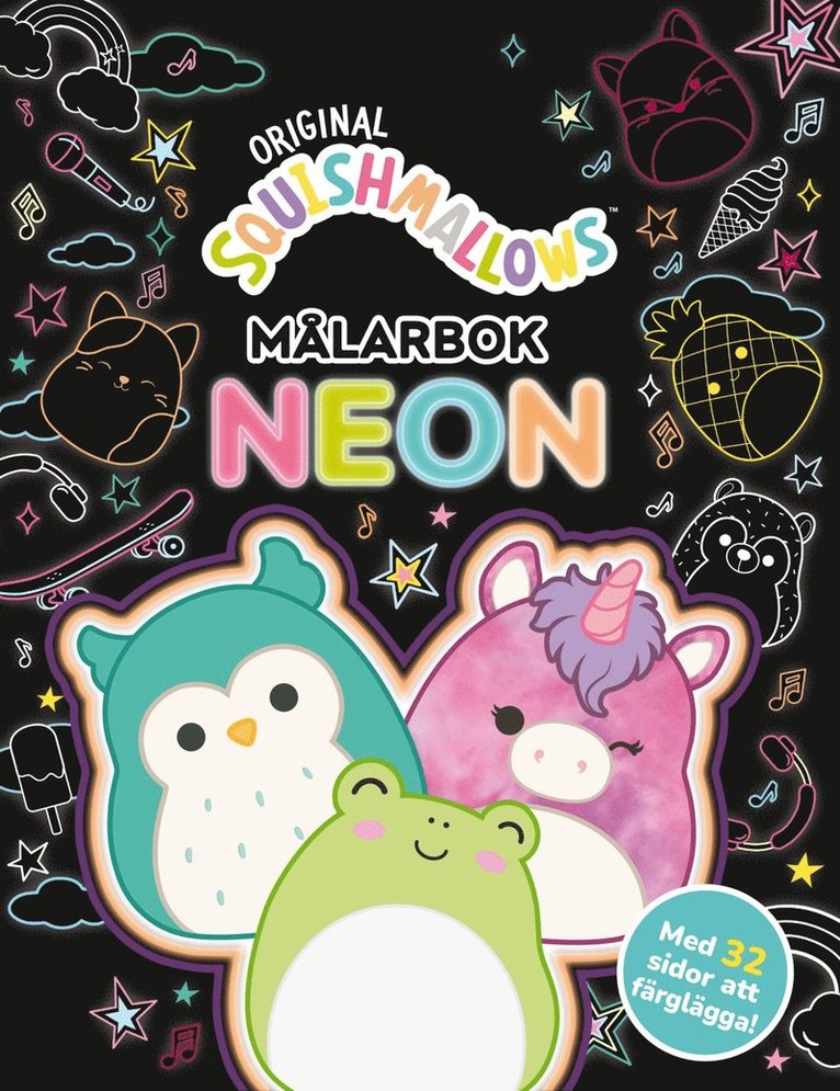 Squishmallows. Målarbok neon 1