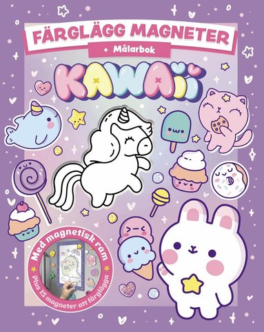 Färglägg magneter Kawaii : målarbok, Häftad