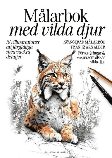 bokomslag Målarbok med vilda djur : 50 detaljerade illustrationer för djurälskare