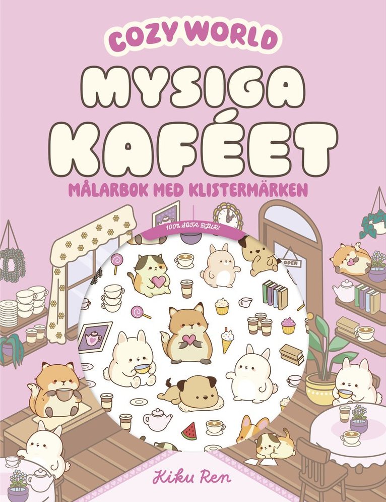 Mysiga kaféet : Målarbok med klistermärken