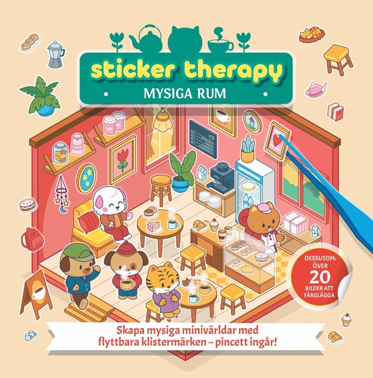 Sticker therapy mysiga rum, Inbunden