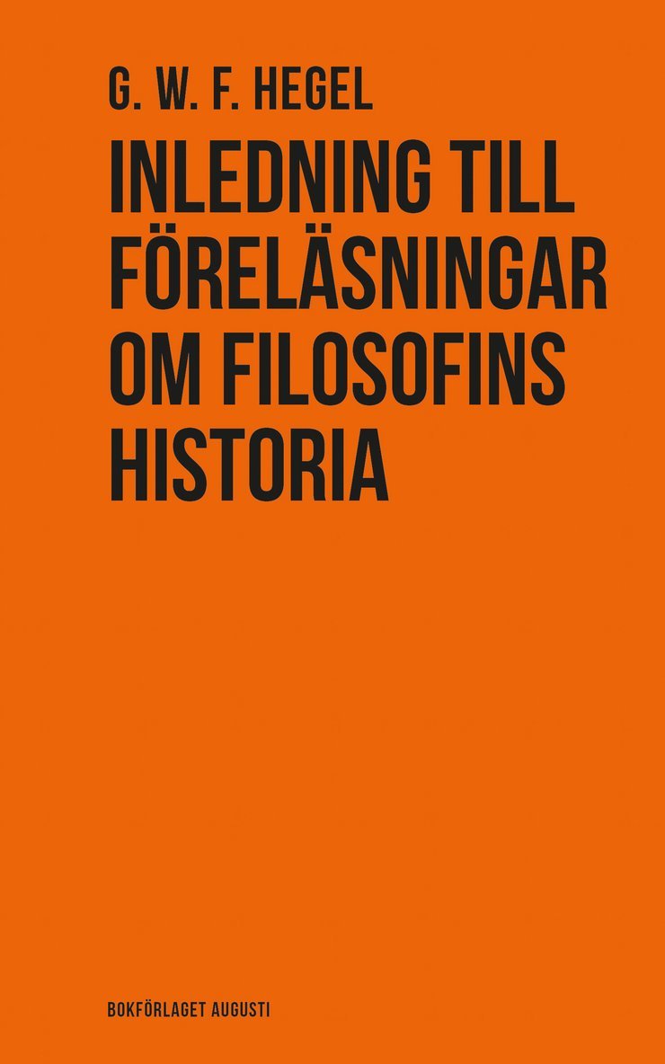 Inledning till föreläsningar om filosofins historia 1