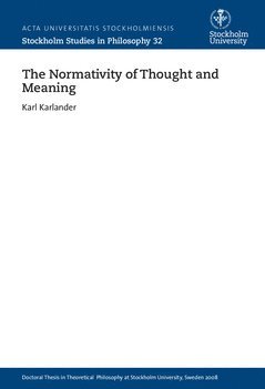 bokomslag The normativity of thought and meaning