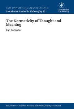 The normativity of thought and meaning 1