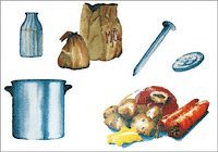 Koka soppa på en spik teckenstöd, Häftad