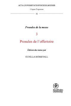 bokomslag Corpus troporum. 11, Prosules de la messe. 3, Prosules de l'offertoire