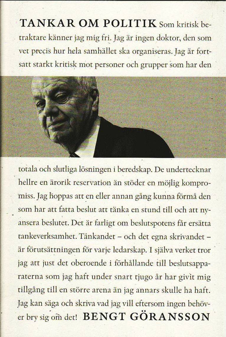 Bengt Göransson - Tankar om politik, Inbunden