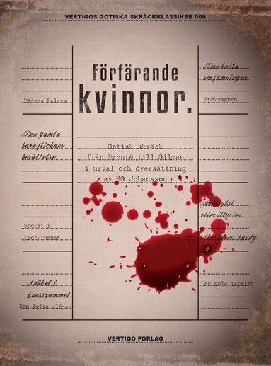 Charlotte Brontë, Emily Brontë, Elizabeth Gaskell, Hesba Stretton, Adelaide Anne Procter, George Eliot, Mary Elizabeth Braddon, Amelia Edwards, Ellen Wood, Charlotte Riddell, Charlotte Perkins Gilman - Förfärande kvinnor : gotisk skräck från Brontë till Gilman i urval och översättning av KG Johansson, Inbunden