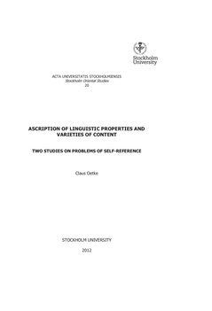 Ascription of linguistic properties and varieties of content : two studies on problems of self-reference 1