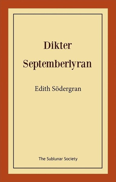 bokomslag Dikter: septemberlyran