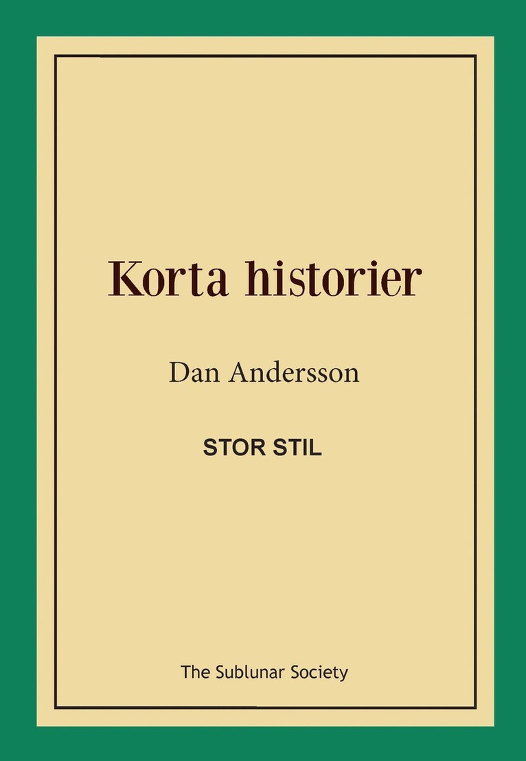 Dan Andersson - Korta historier (stor stil), Häftad