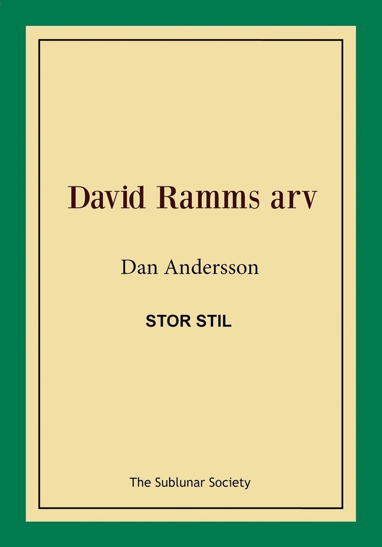 Dan Andersson - David Ramms arv (stor stil), Häftad
