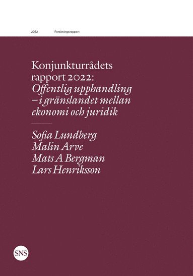 bokomslag Konjunkturrådets rapport 2022. Offentlig upphandling