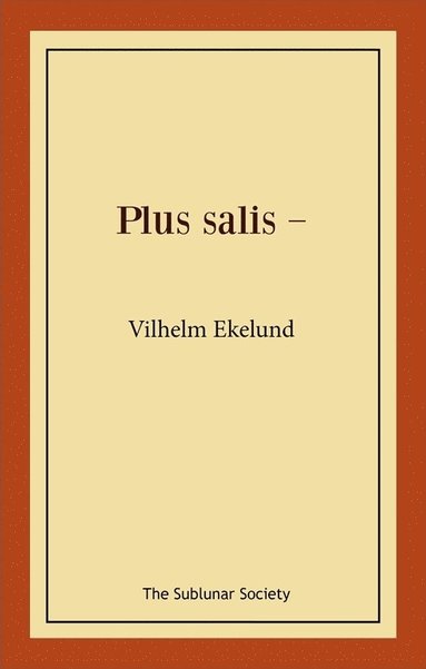 bokomslag Plus salis -