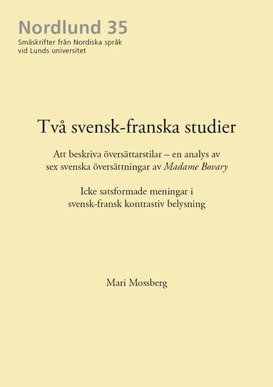 bokomslag Två svensk-franska studier