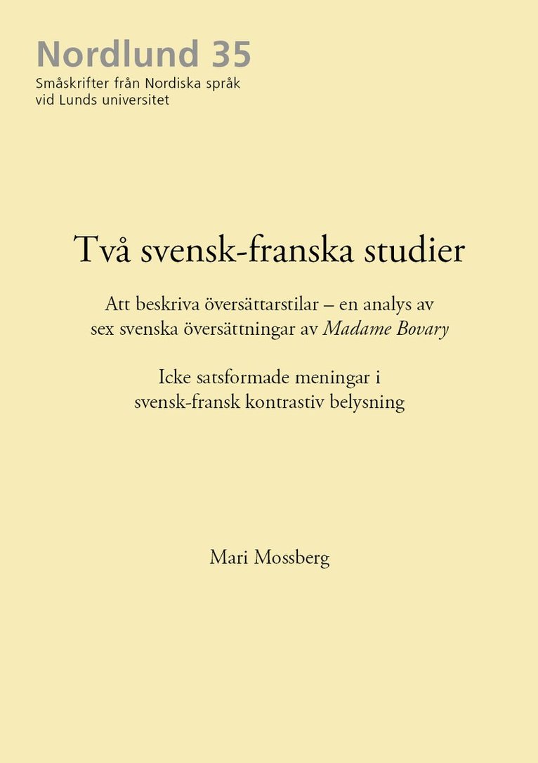 Två svensk-franska studier 1