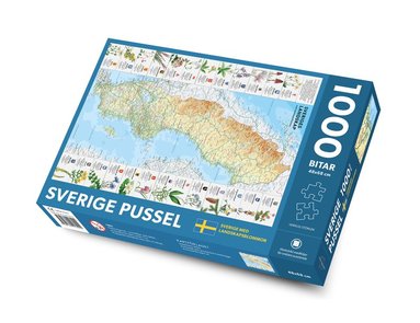 Pussel 1000 bitar Sverige med landskapsblommor pussel