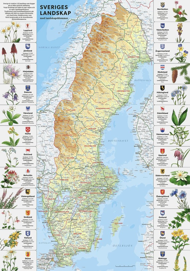 Pussel 1000 bitar Sverige med landskapsblommor pussel, Övrigt