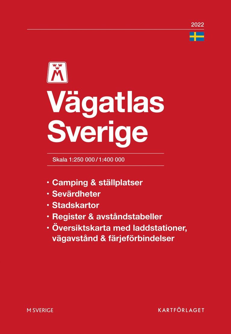 M Vägatlas Sverige 2022 : Skala 1:250.000-1:400.000 1