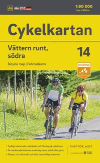 bokomslag Cykelkartan Blad 14 Vättern runt, södra delen 2023-2025